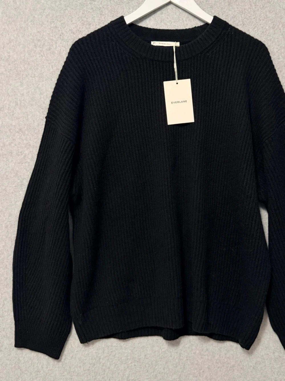 Everlane Cocoon Crew Sweater in Wool Cashmere NWT Size XL Black Cozy Minimalist